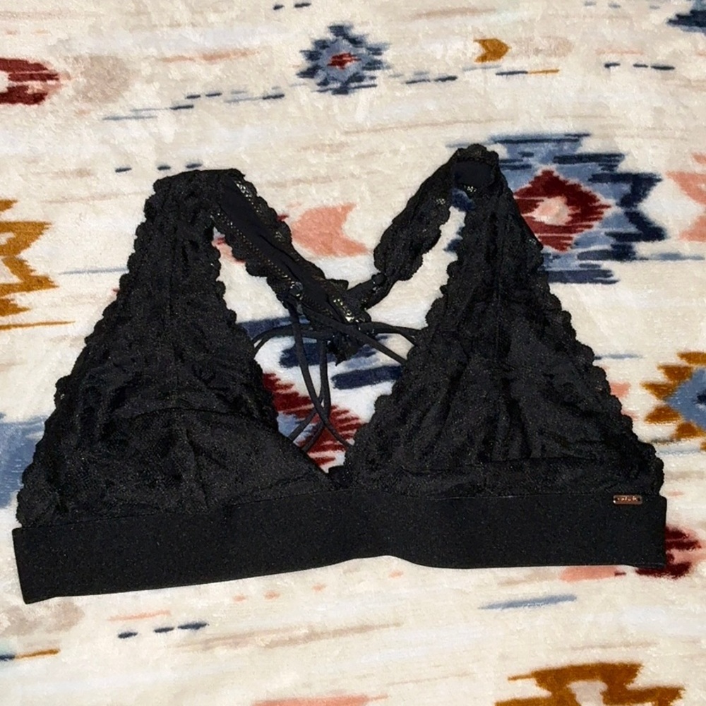PINK Black Lace Bralette